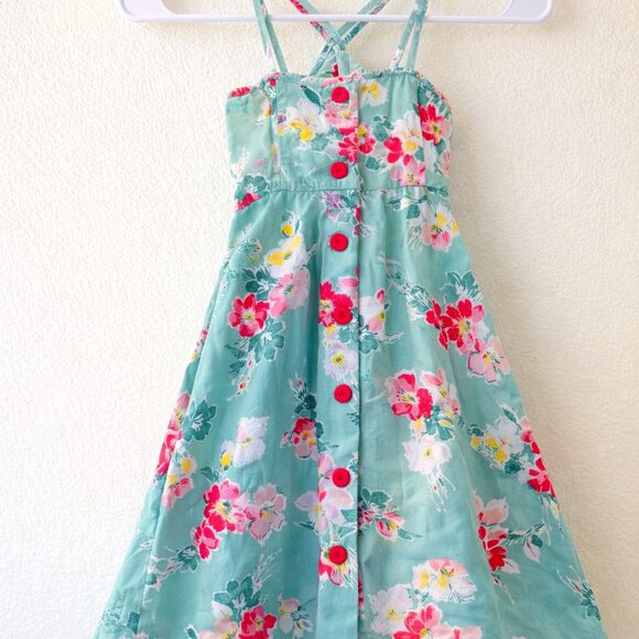 Ralph Lauren Girls Preppy Outfit Set 6X Mint Floral Dress + Denim Shirt + Access - Picture 2 of 7